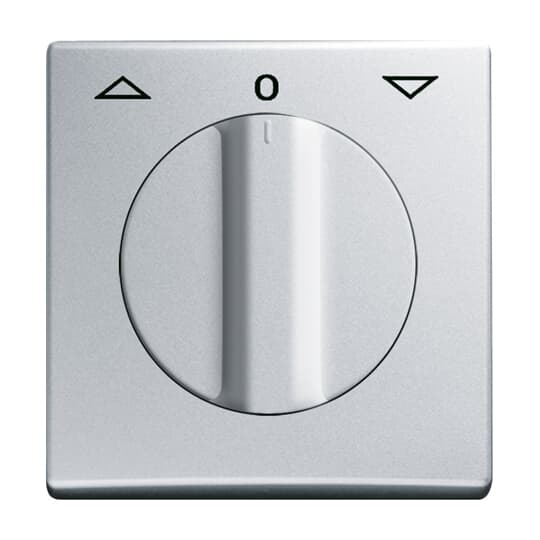 Cover plate with legend Symbol "arrows" and "0" for Venetian blind, Turn button aluminium silver - Allwetter 44 (IP 44)