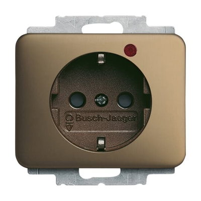 Busch-Protector® SCHUKO® socket insert with Neon lamp /Red with screw terminals bronze - alpha