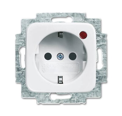 Busch-Protector® SCHUKO® socket insert with Neon lamp /Red with screw terminals alpine white - Reflex SI