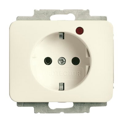 Busch-Protector® SCHUKO® socket insert with Neon lamp /Red with screw terminals ivory white - alpha