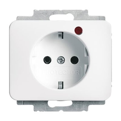 Busch-Protector® SCHUKO® socket insert with Neon lamp /Red with screw terminals studio white - alpha