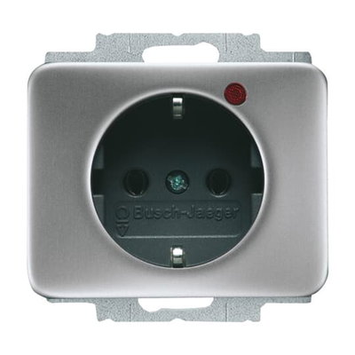 Busch-Protector® SCHUKO® socket insert with Neon lamp /Red with screw terminals titanium - alpha
