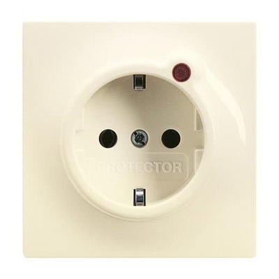 Busch-Protector® SCHUKO® socket insert with Neon lamp /Red with screw terminals ivory white - impuls