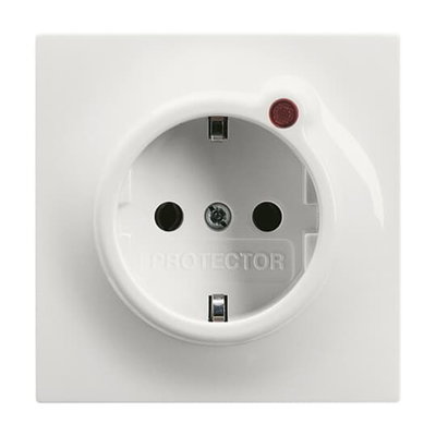 Busch-Protector® SCHUKO® socket insert with Neon lamp /Red with screw terminals alpine white - impuls