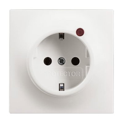 Busch-Protector® SCHUKO® socket insert with Neon lamp /Red with screw terminals studio white matt - impuls