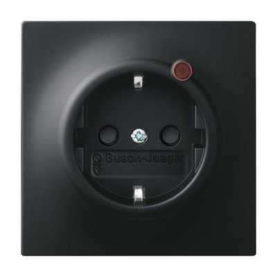 Busch-Protector® SCHUKO® socket insert with Neon lamp /Red with screw terminals black matt - impuls