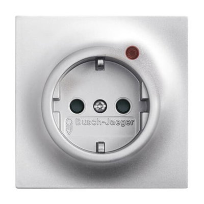 Busch-Protector® SCHUKO® socket insert with Neon lamp /Red with screw terminals aluminium silver - impuls