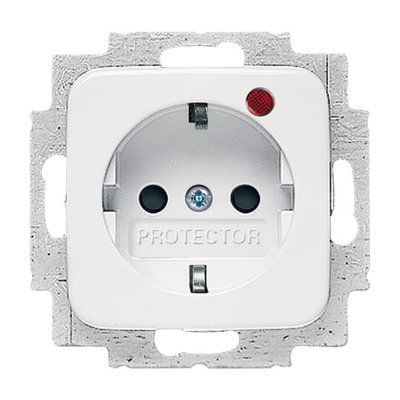 Busch-Protector® SCHUKO® socket insert Safety Shutter with Neon lamp /Red with screw terminals alpine white - Reflex SI