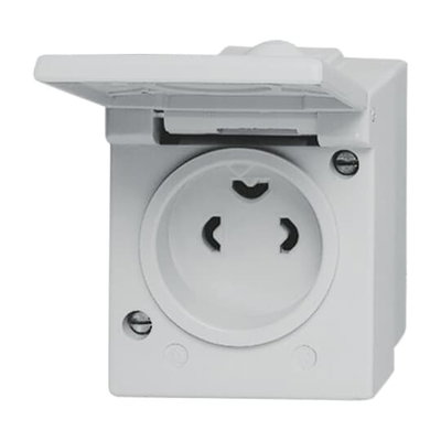 Socket outlet with Hinged Lid 16 A grey  - Busch-Duro 2000 SM