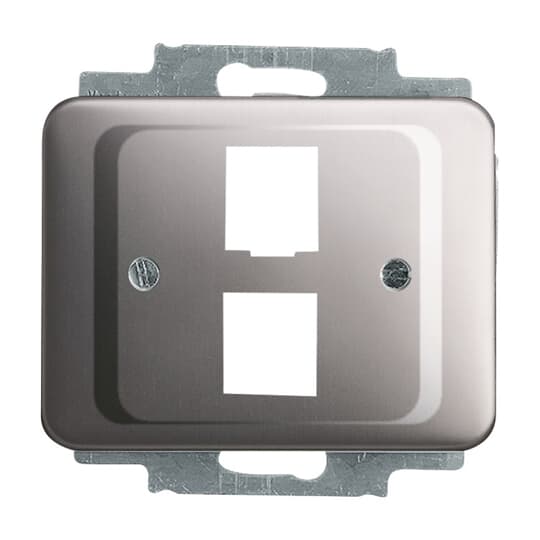 Cover plate Modular Jack 2 gang platinum - alpha