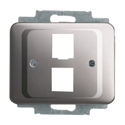 Cover plate Modular Jack 2 gang platinum - alpha