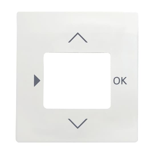 Cover plate with legend Symbols "play, up, down, ok" for Time switch Central cover plate studio white matt - impuls