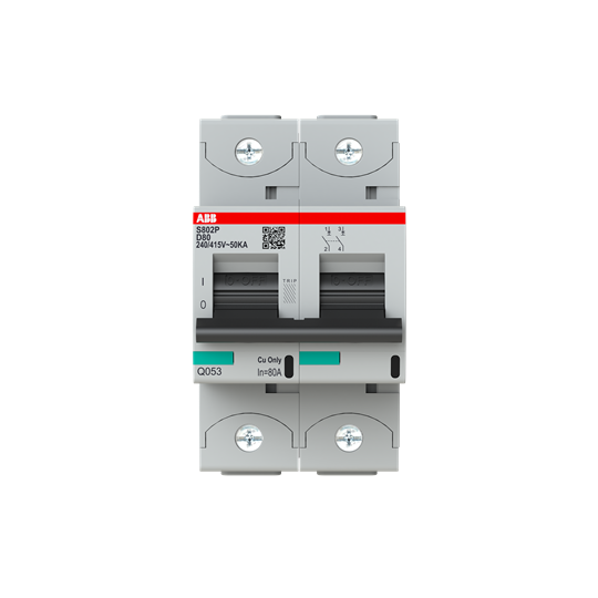 S802P-D80 High Performance Circuit Breaker. D Characteristic. 50kA, 80A, 2P – Image 2 of 3