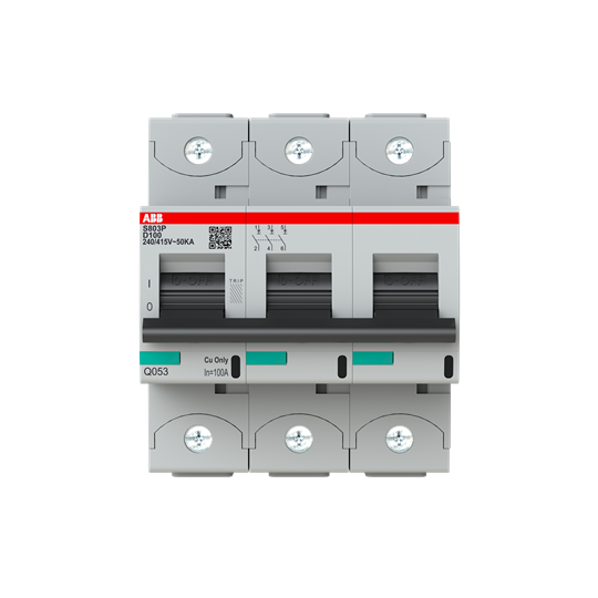 S803P-D100 High Performance Circuit Breaker. D Characteristic. 50kA, 100A, 3P – Image 2 of 3