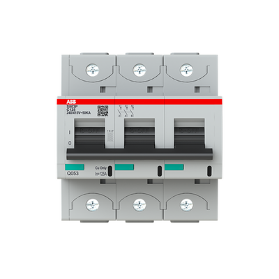 S803P-C125 High Performance Circuit Breaker. C Characteristic. 50kA, 125A, 3P