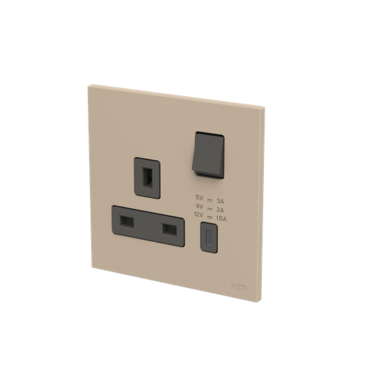 Socket outlet BS with USB Champagne - Zenit BS – Image 3 of 3