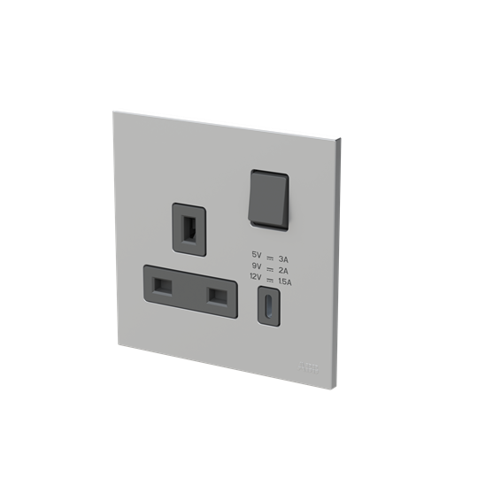 Socket outlet BS with USB Silver - Zenit BS – Image 3 of 3
