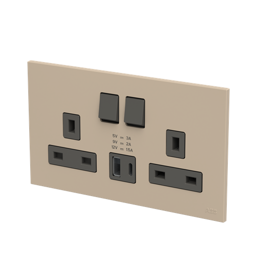 Socket outlet BS with USB Champagne - Zenit BS – Image 3 of 3