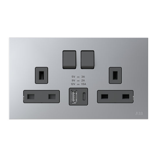 Socket outlet BS with USB Silver - Zenit BS – Image 2 of 3