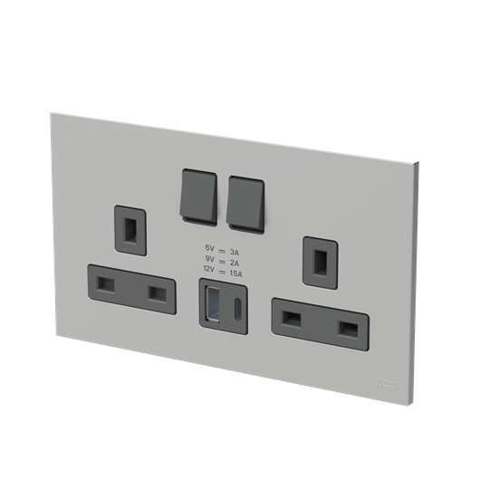 Socket outlet BS with USB Silver - Zenit BS – Image 3 of 3