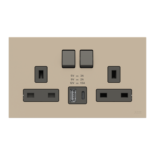 Socket outlet BS with USB Champagne - Zenit BS