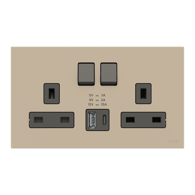 Socket outlet BS with USB Champagne - Zenit BS