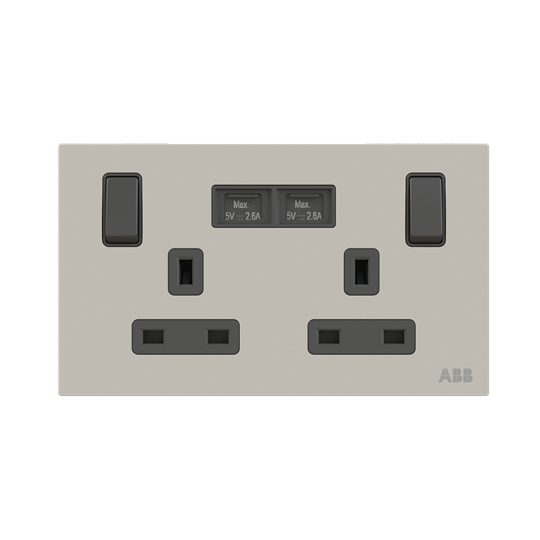 Socket outlet BS with USB Dune Grey - Millenium