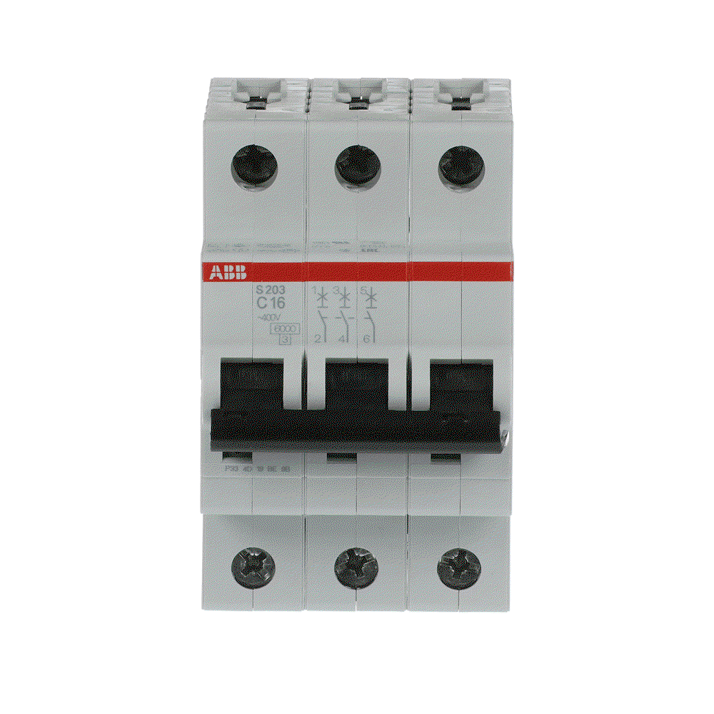 Miniature Circuit Breaker - S200 - 3P - 16 A - C - (AC) 6 kA