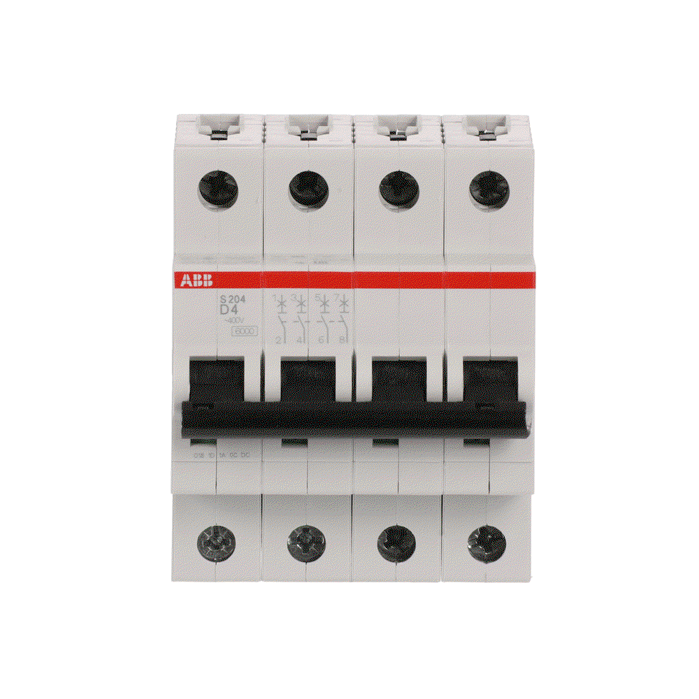 Miniature Circuit Breaker - S200 - 4P - 4 A - D - (AC) 6 kA