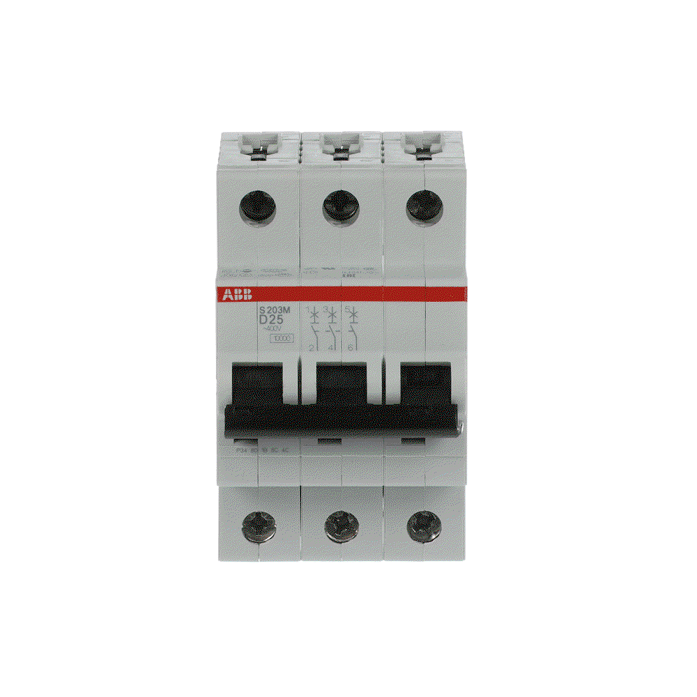 Miniature Circuit Breaker - S200M - 3P - 25 A - D - (AC) 10 kA