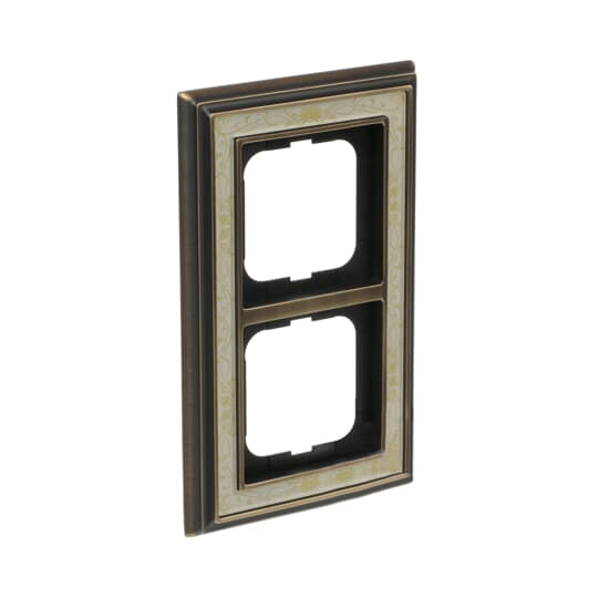 Cover frame 2-gang(s) antique brass decor ivory white - Busch-Dynasty – Görsel 4 / 5