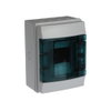 Consumer unit  MISTRAL65, Surface mounting, 4 modules, 1 row(s), IP65,  Door: Single, Plastic, Transparent, Dimensions: 202 mm x 152 mm x 117 mm
