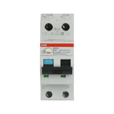 Residual Current Circuit Breaker with Overcurrent Protection DS201 - 1P+N - 10 mA - 10 A - C - Type A