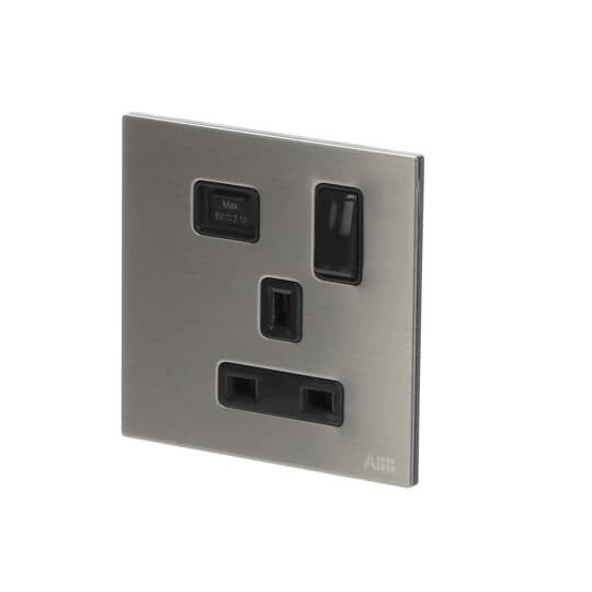 Socket outlet BS with USB Power Socket Outlets - British acc. to BS1363 Stainless steel - Millenium – Görsel 3 / 3