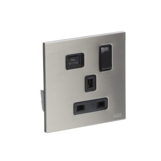 Socket outlet BS with USB Power Socket Outlets - British acc. to BS1363 Stainless steel - Millenium – Görsel 2 / 3
