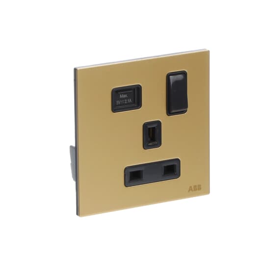 Socket outlet BS with USB Power Socket Outlets - British acc. to BS1363 Matt Gold - Millenium – Görsel 2 / 3