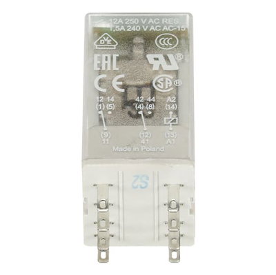 CR-M120AC2L Pluggable interface relay 2c/o, A1-A2=120VAC, 250V/12A, LED