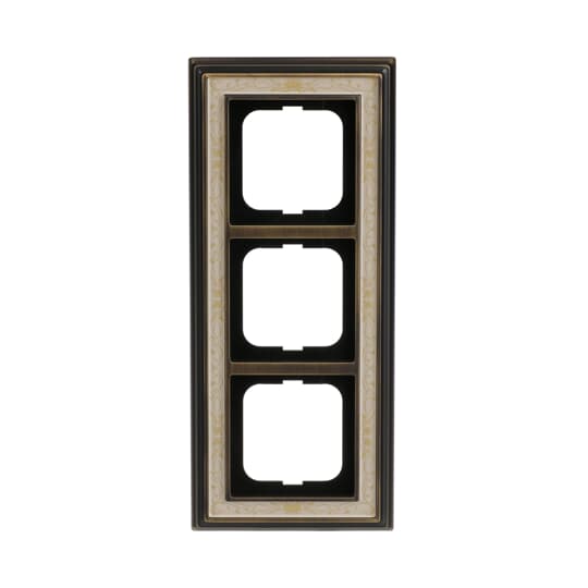 Cover frame 3-gang(s) antique brass decor ivory white - Busch-Dynasty