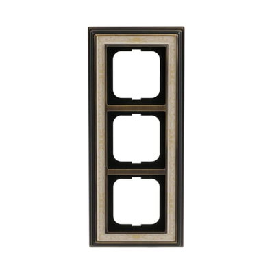 Cover frame 3-gang(s) antique brass decor ivory white - Busch-Dynasty