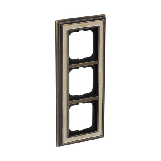 Cover frame 3-gang(s) antique brass decor ivory white - Busch-Dynasty – Görsel 3 / 4