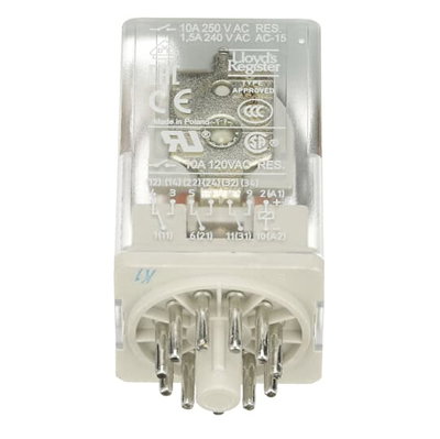 CR-U024DC3LD Pluggable interface relay 3c/o, A1-A2=24 VDC, 250V/10A, LED, diode