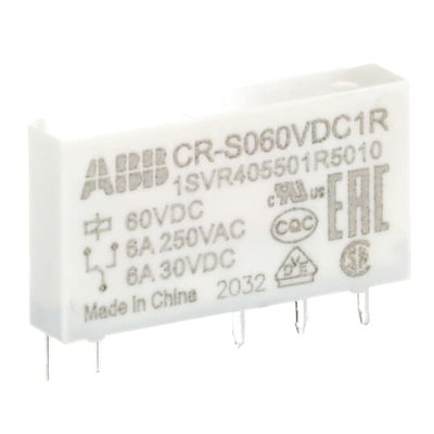 CR-S060VDC1R Pluggable interface relay 1c/o, A1-A2=60VDC, Output=6A/250VAC
