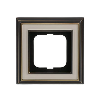 Cover frame 1-gang(s) antique brass ivory white - Busch-Dynasty