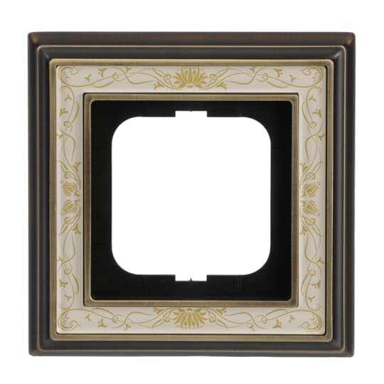 Cover frame 1-gang(s) antique brass decor ivory white - Busch-Dynasty
