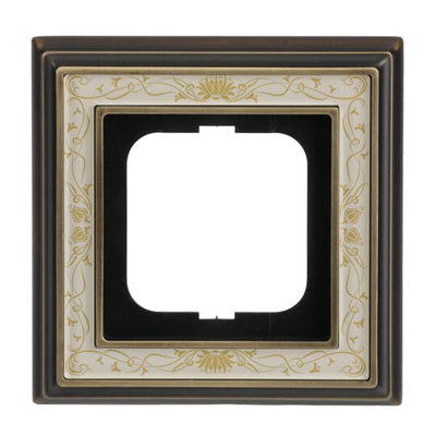 Cover frame 1-gang(s) antique brass decor ivory white - Busch-Dynasty