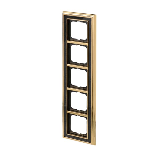 Cover frame 5-gang(s) polished brass decor anthracite - Busch-Dynasty – Görsel 5 / 5