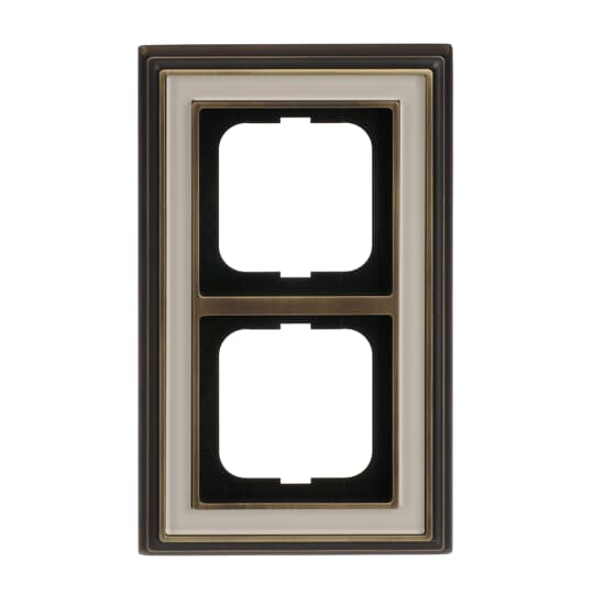 Cover frame 2-gang(s) antique brass ivory white - Busch-Dynasty