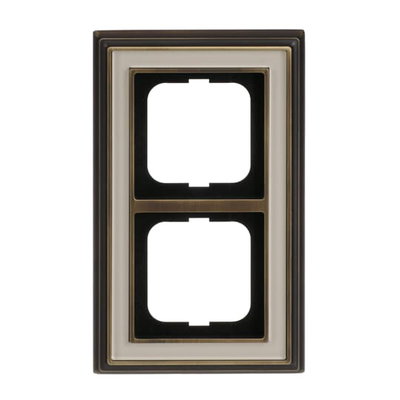 Cover frame 2-gang(s) antique brass ivory white - Busch-Dynasty