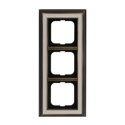 Cover frame 3-gang(s) antique brass ivory white - Busch-Dynasty