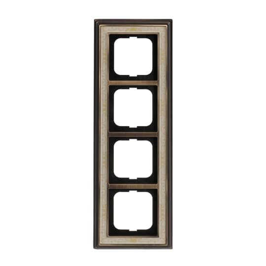Cover frame 4-gang(s) antique brass decor ivory white - Busch-Dynasty